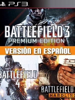 3 JUEGOS 1 BATTLEFIELD 4 + BATTLEFIELD HARDLINE + BATTLEFIELD 3 PREMIUM EDITION PS3